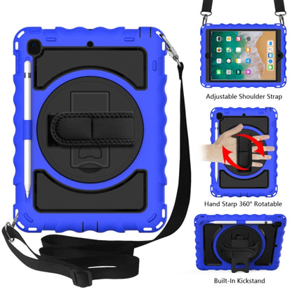 For iPad 9.7 (2018) & (2017) 360 Degree Rotation PC + Silicone Shockproof Combination Case with Holder & Hand Grip Strap & Neck Strap(Blue) - iPad 9.7 (2018) & (2017) Cases by buy2fix | Online Shopping UK | buy2fix