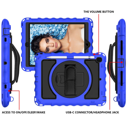 For iPad 9.7 (2018) & (2017) 360 Degree Rotation PC + Silicone Shockproof Combination Case with Holder & Hand Grip Strap & Neck Strap(Blue) - iPad 9.7 (2018) & (2017) Cases by buy2fix | Online Shopping UK | buy2fix