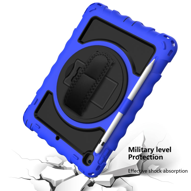 For iPad 9.7 (2018) & (2017) 360 Degree Rotation PC + Silicone Shockproof Combination Case with Holder & Hand Grip Strap & Neck Strap(Blue) - iPad 9.7 (2018) & (2017) Cases by buy2fix | Online Shopping UK | buy2fix