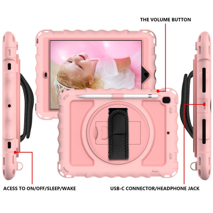 For iPad 9.7 (2018) & (2017) 360 Degree Rotation PC + Silicone Shockproof Combination Case with Holder & Hand Grip Strap & Neck Strap(Rose Gold) - iPad 9.7 (2018) & (2017) Cases by buy2fix | Online Shopping UK | buy2fix