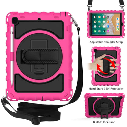 For iPad 9.7 (2018) & (2017) 360 Degree Rotation PC + Silicone Shockproof Combination Case with Holder & Hand Grip Strap & Neck Strap(Hot Pink) - iPad 9.7 (2018) & (2017) Cases by buy2fix | Online Shopping UK | buy2fix