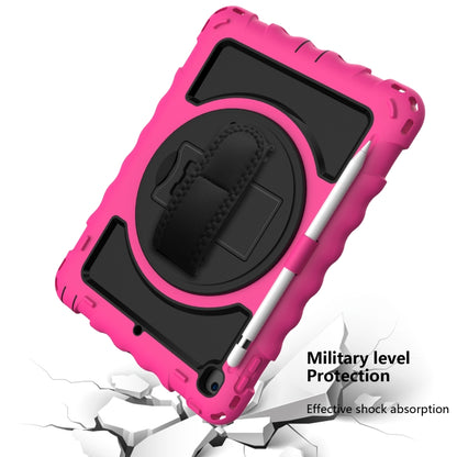 For iPad 9.7 (2018) & (2017) 360 Degree Rotation PC + Silicone Shockproof Combination Case with Holder & Hand Grip Strap & Neck Strap(Hot Pink) - iPad 9.7 (2018) & (2017) Cases by buy2fix | Online Shopping UK | buy2fix