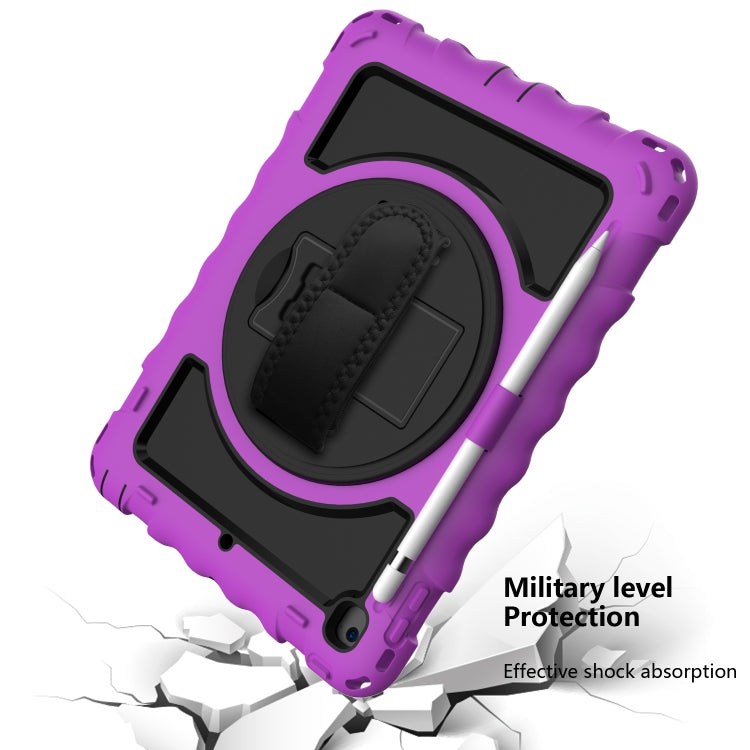 For iPad 9.7 (2018) & (2017) 360 Degree Rotation PC + Silicone Shockproof Combination Case with Holder & Hand Grip Strap & Neck Strap(Purple) - iPad 9.7 (2018) & (2017) Cases by buy2fix | Online Shopping UK | buy2fix