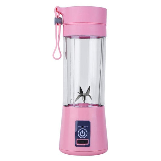 USB Rechargeable Electric Automatic Vegetable Fruit Citrus Orange Juice Maker Cup Mixer Bottle (380ML)(6 Blades Pink) by buy2fix