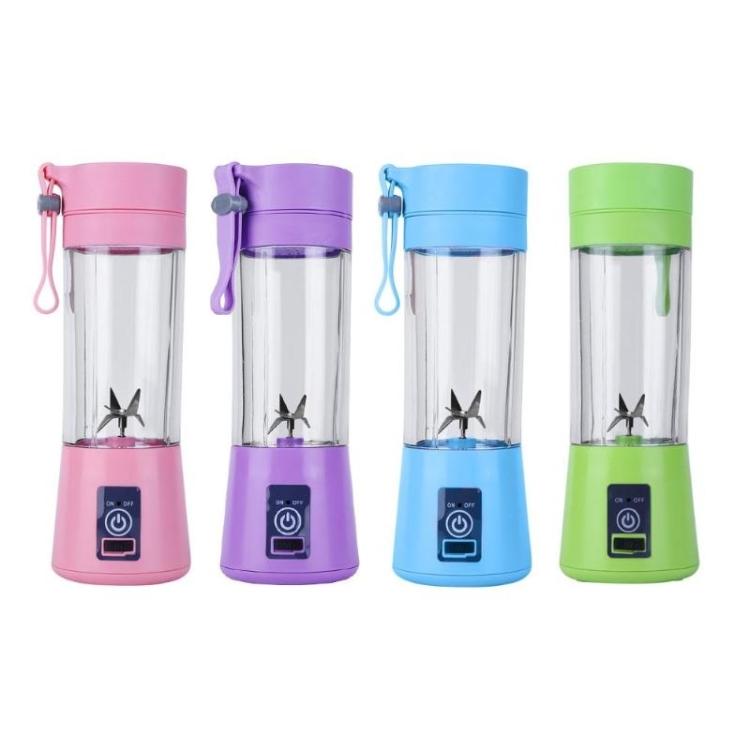 USB Rechargeable Electric Automatic Vegetable Fruit Citrus Orange Juice Maker Cup Mixer Bottle (380ML)(2 Blades Purple) by buy2fix