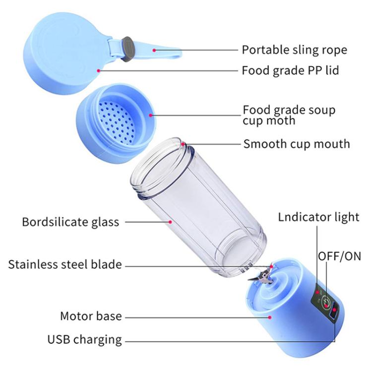 USB Rechargeable Electric Automatic Vegetable Fruit Citrus Orange Juice Maker Cup Mixer Bottle (380ML)(6 Blades Purple) by buy2fix