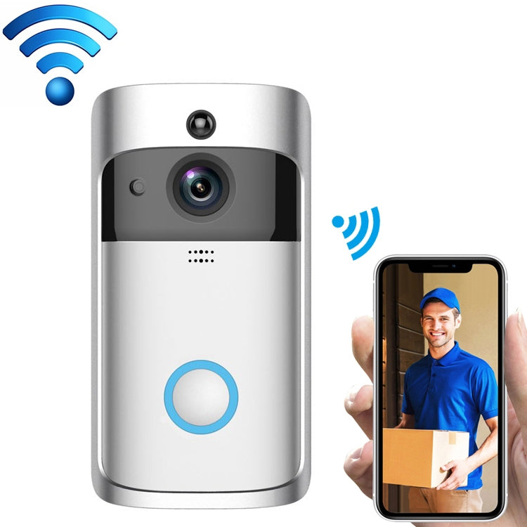 V5 Smart Phone Call Visual Recording Video Doorbell Night Vision Wireless WiFi Security Home Monitor Intercom Door Bell, Standard(Silver) by buy2fix