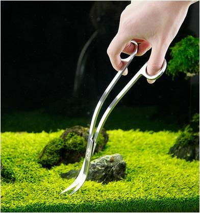 Water Grass Tool Aquarium Stainless Steel Wave Shaped Scissors Lengthened Tweezers(Silver) - Cleaning Tools by buy2fix | Online Shopping UK | buy2fix