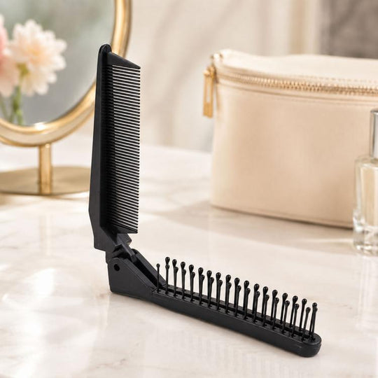 Portable Travel Folding Comb Anti-static Massage Comb(Black)