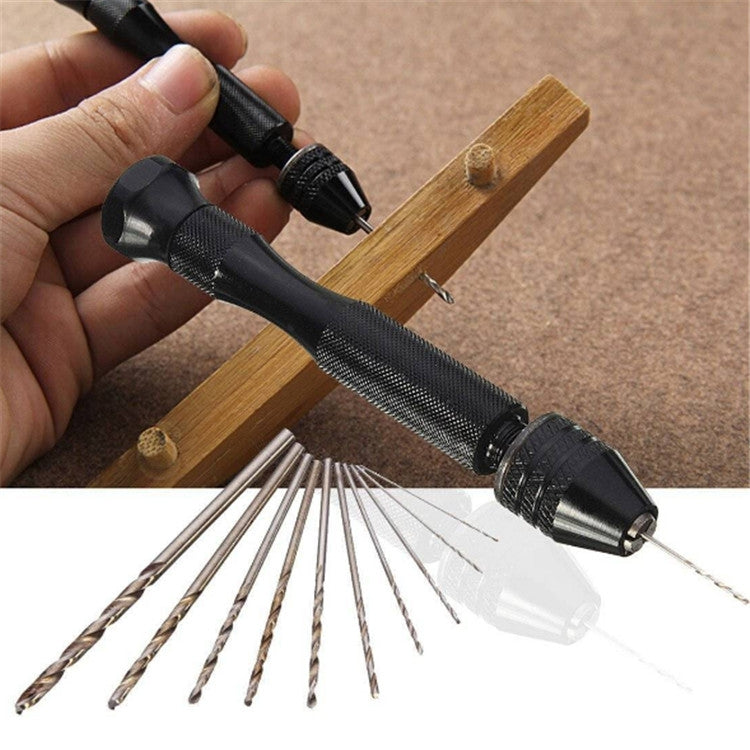 11 In1 Mini Manual Drill With Drill Plastic Walnut Wenwan Punching Tool - Drill & Drill Bits by buy2fix | Online Shopping UK | buy2fix