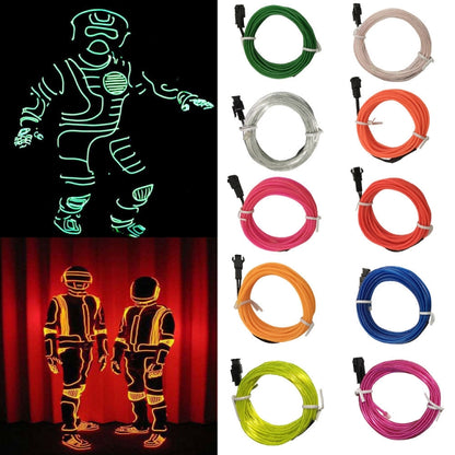 Flexible LED Light EL Wire String Strip Rope Glow Decor Neon Lamp USB Controlle 3M Energy Saving Mask Glasses Glow Line F277(Lemon Yellow Light) - Stage Lighting by buy2fix | Online Shopping UK | buy2fix