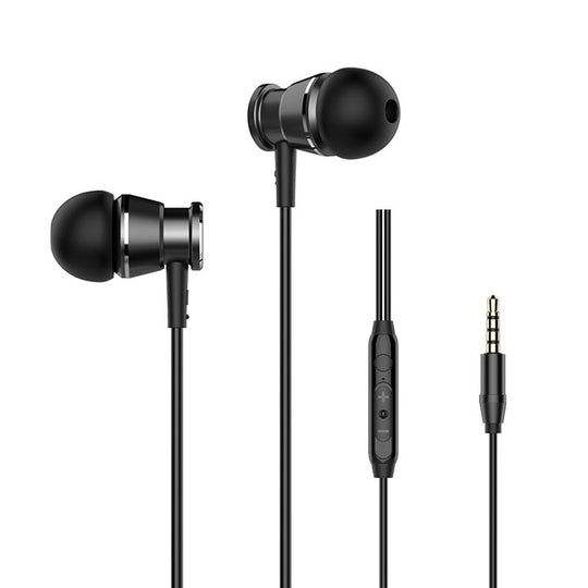 Langsdom M305 Bass Earphone for Phone 3.5mm In-ear Metal Earphones with HD Mic Earbuds for xiaomi iPhone Samsung(M305 Black)