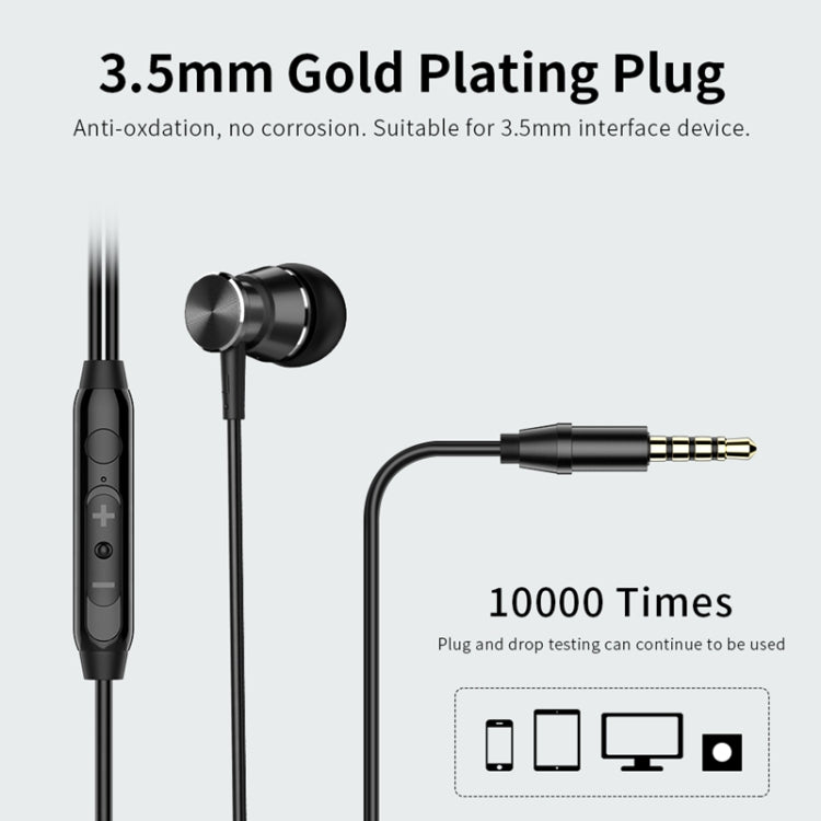 Langsdom M305 Bass Earphone for Phone 3.5mm In-ear Metal Earphones with HD Mic Earbuds for xiaomi iPhone Samsung(M305 Black) - In Ear Wired Earphone by Langsdom | Online Shopping UK | buy2fix