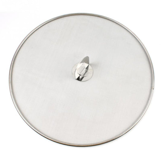 Stainless Steel Oil Proof Cover Fried Oil Splash Proof Net Cover Pizza Tray Kitchen Gadget, Size:33cm(Stainless steel) by buy2fix