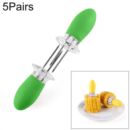 5 Pairs Outdoor BBQ Stainless Steel Corn Fork Fruit Fork Corn Device(Green) - Gadgets by buy2fix | Online Shopping UK | buy2fix