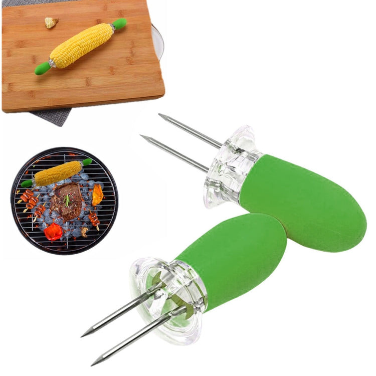 5 Pairs Outdoor BBQ Stainless Steel Corn Fork Fruit Fork Corn Device(Green) - Gadgets by buy2fix | Online Shopping UK | buy2fix