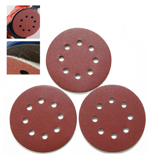 100 PCS 125MM Flocking Sandpaper 5 Inch 8 Hole Disc Sandpaper Self-adhesive Sandpaper, Grit:1000 Mesh