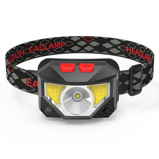 T09-COB LED Glare Headlight Outdoor Lighting USB Charging Sensor Red Light Night Running Mini Fishing Headlight by buy2fix