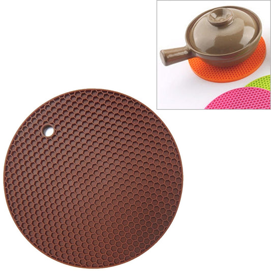Honeycomb Silicone Round Non-slip Heat Resistant Mat, Size: 18x18x0.8cm(Coffee) by buy2fix