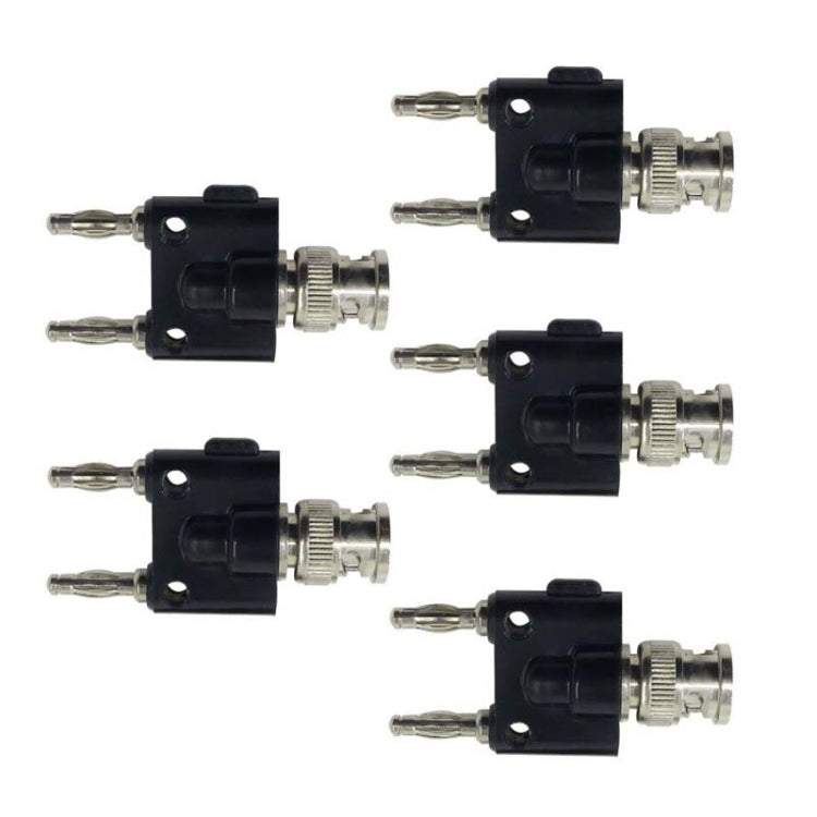 5pcs BNC Male to Dual 4mm Banana Female Plug Stackable Type Binding Male Connector(Black) by buy2fix