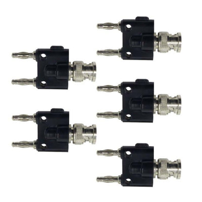 5pcs BNC Male to Dual 4mm Banana Female Plug Stackable Type Binding Male Connector(Black) by buy2fix