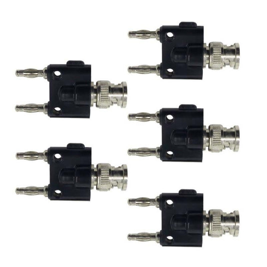 5pcs BNC Male to Dual 4mm Banana Female Plug Stackable Type Binding Male Connector(Black) by buy2fix