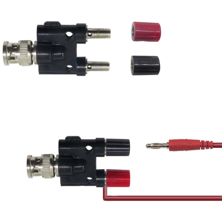 5pcs BNC Male Plug To Two Banana Jack Female Connector RF Adapter(Black) by buy2fix
