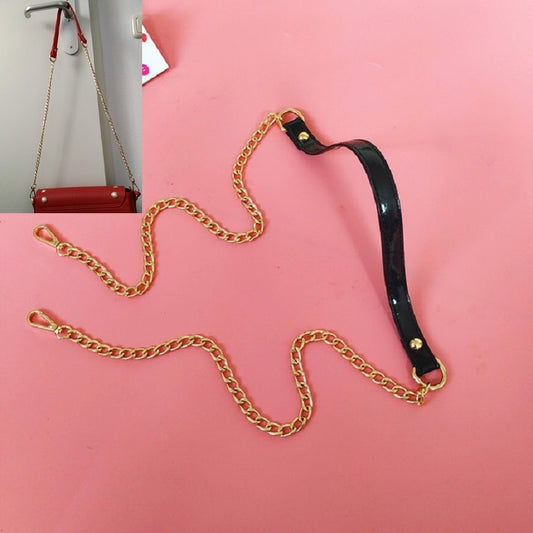 Women Bag PU Leather Chain Long Shoulder Strap Bag Accessories(Mirror Black) by buy2fix