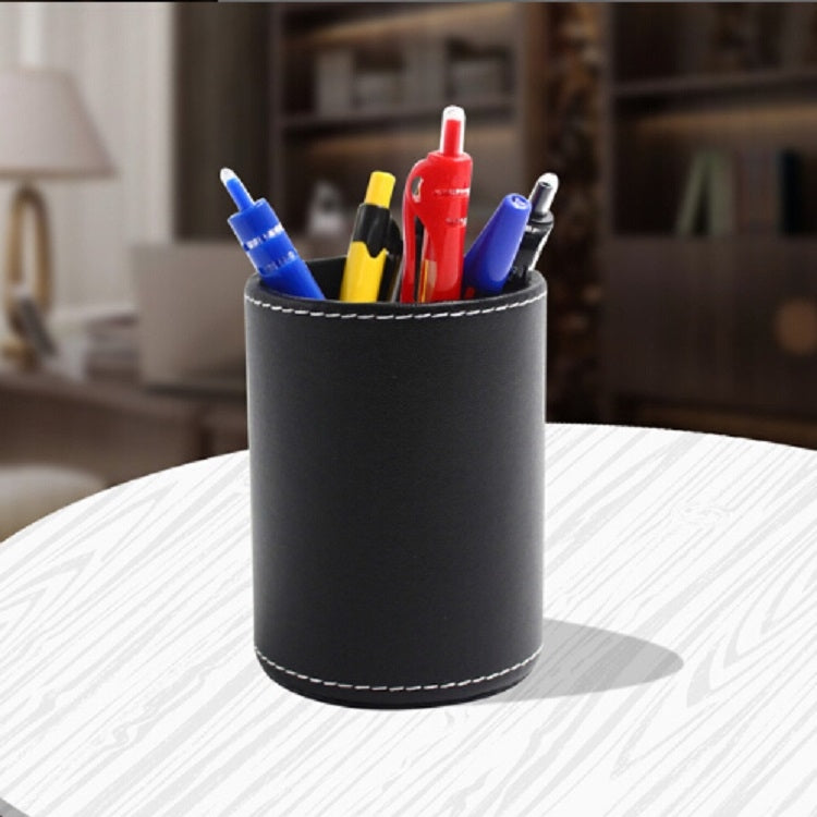 Faux Leather Leather Penholder Desk Supplies Organizer(Black) - Pen Holder by buy2fix | Online Shopping UK | buy2fix