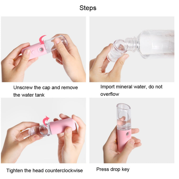 Lipstick Style Facial Hydration Instrument Air Humidifier USB Beauty Cold Spray Instrument Auto Alcohol Disinfection Sprayer(Pink) - Beauty Instrument by buy2fix | Online Shopping UK | buy2fix