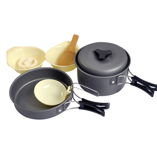 Outdoor Cookware Camping Set 1-2 People Cookware Hard Thick Alumina Portable Picnic BBQ Nonstick - Cookwares & Tablewares by buy2fix | Online Shopping UK | buy2fix