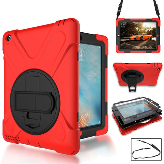 360 Degree Rotation Silicone Protective Cover with Holder and Hand Strap and Long Strap for iPad 6 / iPad Air 2(Red) - More iPad Cases by buy2fix | Online Shopping UK | buy2fix