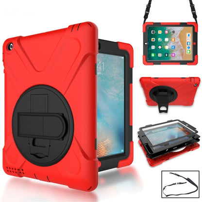 360 Degree Rotation Silicone Protective Cover with Holder and Hand Strap and Long Strap for iPad 5 / iPad Air(Red) - iPad 9.7 (2018) & (2017) Cases by buy2fix | Online Shopping UK | buy2fix