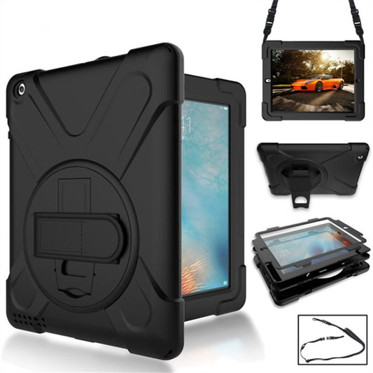 360 Degree Rotation Silicone Protective Cover with Holder and Hand Strap and Long Strap for iPad Pro Air 3 10.5 （2019）(Black) - iPad Air (2019) Cases by buy2fix | Online Shopping UK | buy2fix