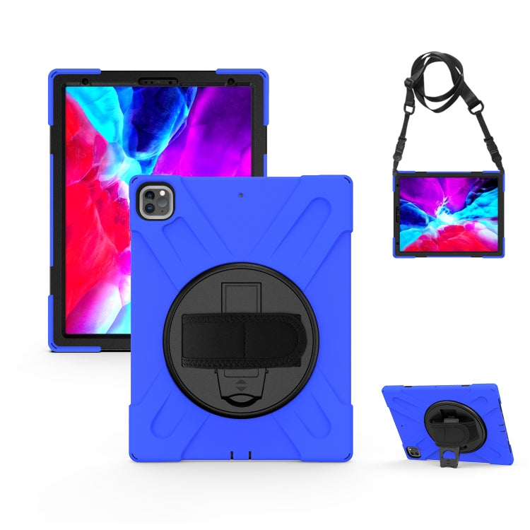 360 Degree Rotation Silicone + PC Case with Strap for iPad Pro 12.9 2018(Blue) - iPad Pro 12.9 (2018) Cases by buy2fix | Online Shopping UK | buy2fix