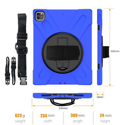 360 Degree Rotation Silicone + PC Case with Strap for iPad Pro 12.9 2018(Blue) - iPad Pro 12.9 (2018) Cases by buy2fix | Online Shopping UK | buy2fix