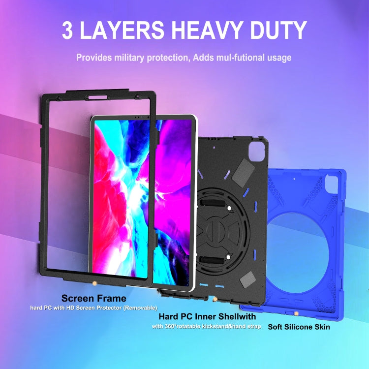 360 Degree Rotation Silicone + PC Case with Strap for iPad Pro 12.9 2018(Blue) - iPad Pro 12.9 (2018) Cases by buy2fix | Online Shopping UK | buy2fix