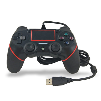 For PS4 Handle Wired Handle Cable Game Controller( Black Red) - Gamepads by buy2fix | Online Shopping UK | buy2fix
