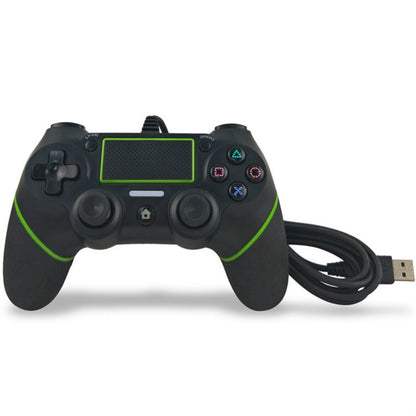 For PS4 Handle Wired Handle Cable Game Controller( Black Green) - Gamepads by buy2fix | Online Shopping UK | buy2fix
