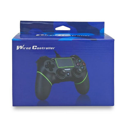 For PS4 Handle Wired Handle Cable Game Controller( Black Green) - Gamepads by buy2fix | Online Shopping UK | buy2fix