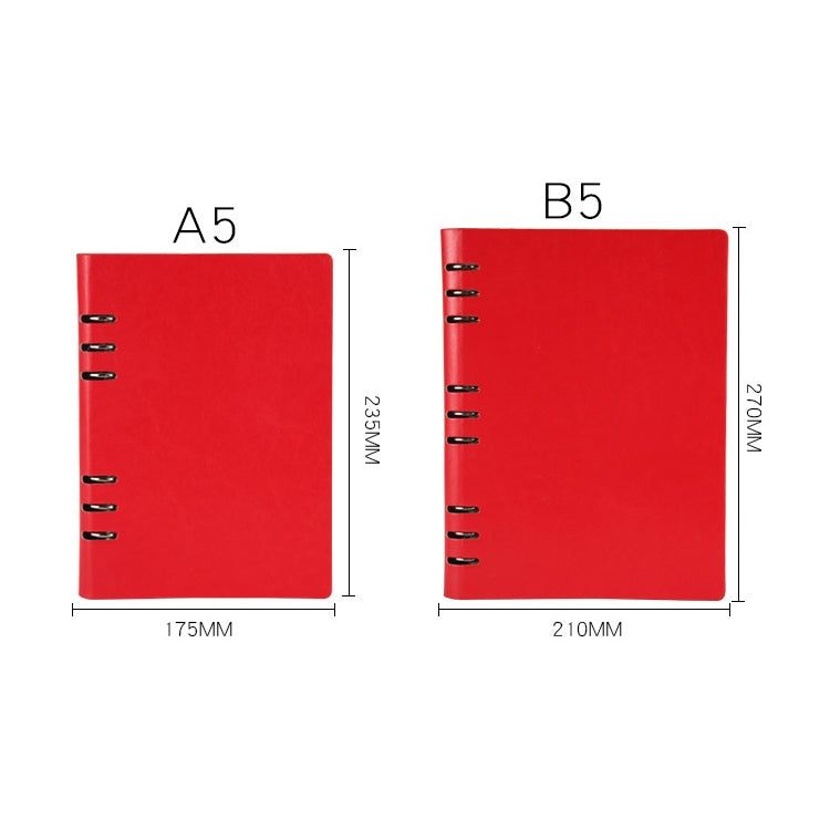 Business Notepad Loose Leaf Replaceable Inner Notebook Thickened Diary Book, Color:A5 Red by buy2fix