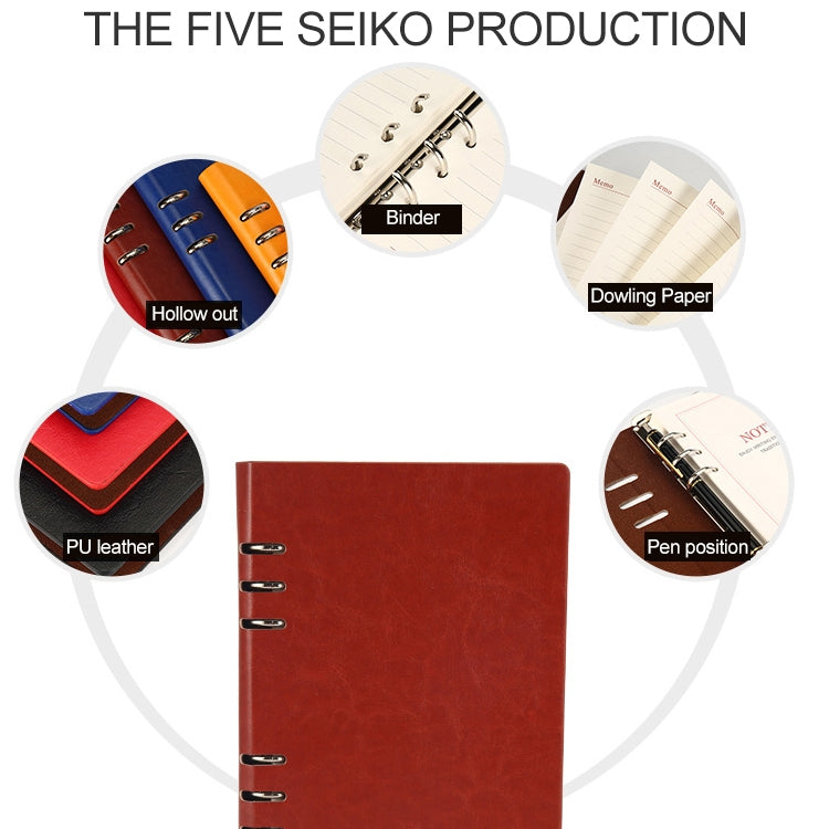 Business Notepad Loose Leaf Replaceable Inner Notebook Thickened Diary Book, Color:A5 Red by buy2fix