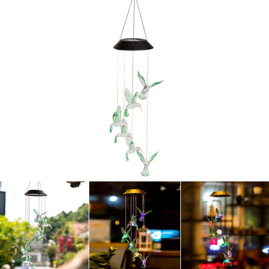 Creative Electronics Solar LED Hummingbird Wind Chime Light Seven Colors by buy2fix