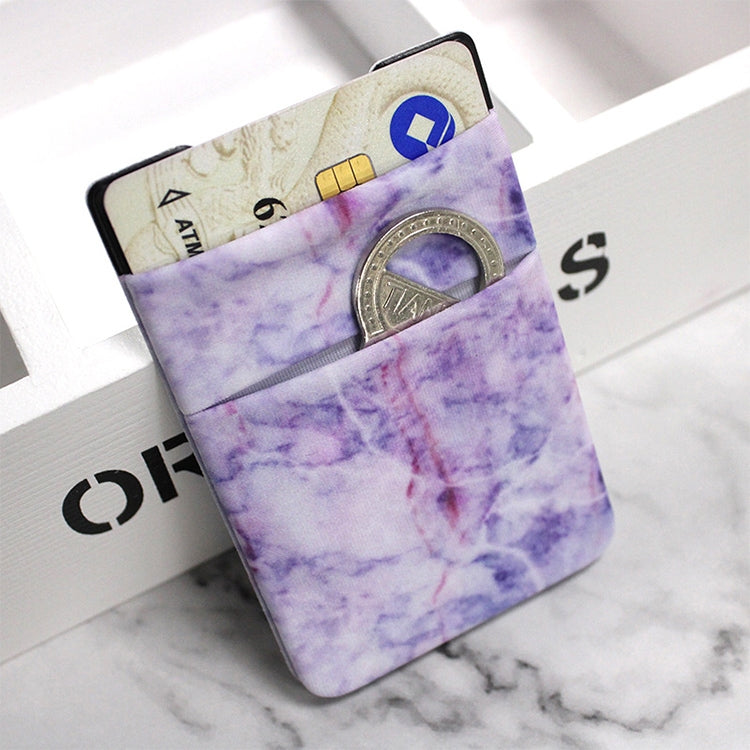 Marble Pattern Road Stretch Phone Back Plastic Card Holder Sticky Phone Clip(Purple  ) - Card & Passport Bags by buy2fix | Online Shopping UK | buy2fix