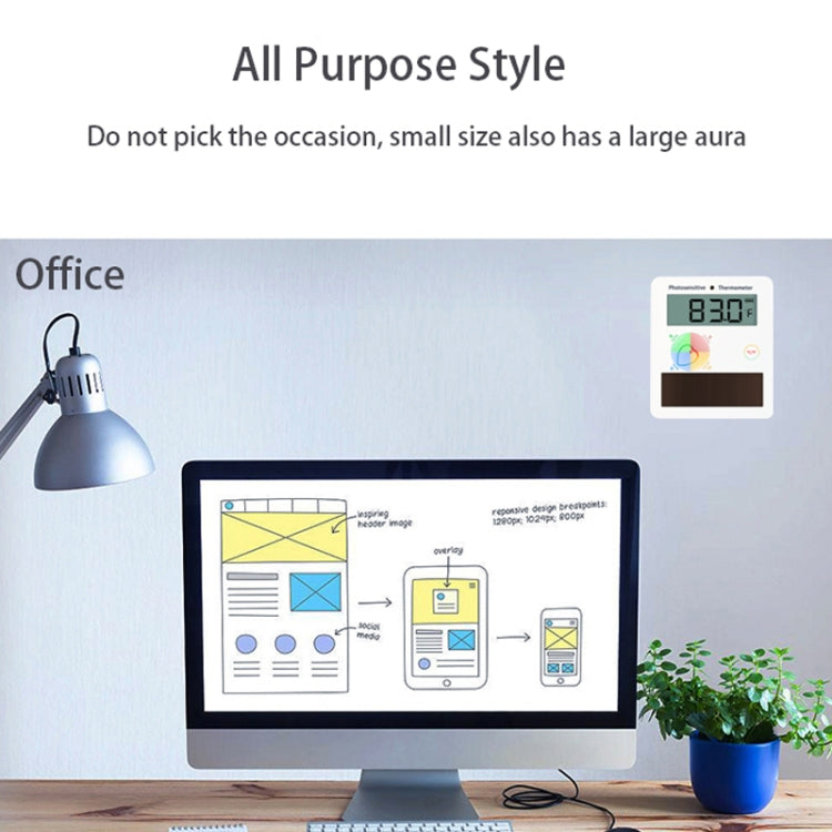 Pcsensor Fish Tank Indoor Solar Cell-free LCD High-precision Light Energy Thermometer - Thermometer by Pcsensor | Online Shopping UK | buy2fix