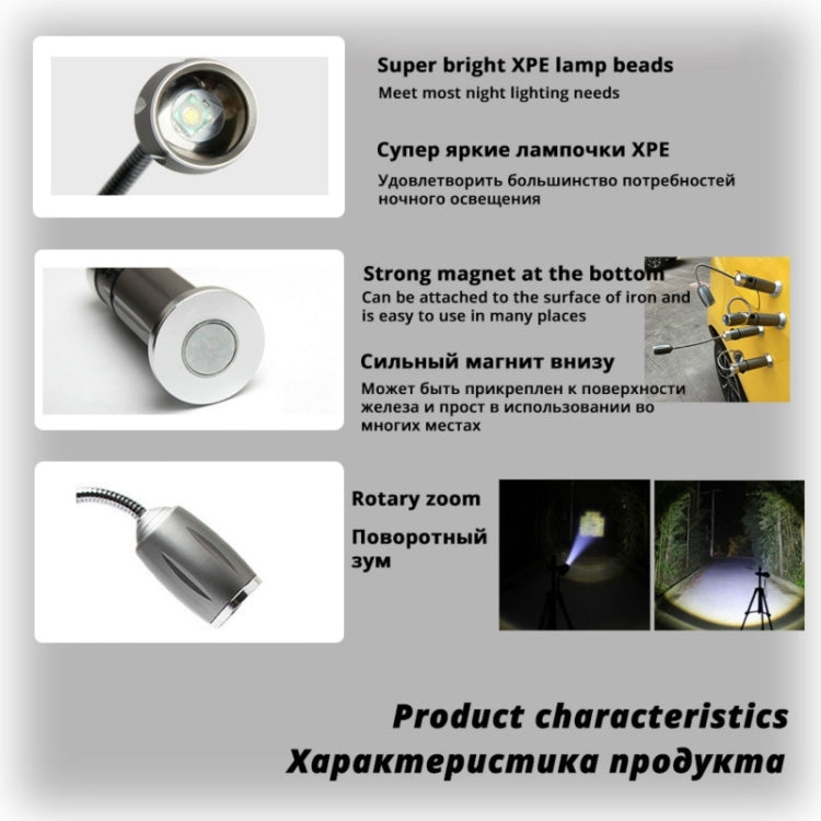 Multi-functional with Magnet Charging Rotary Zoom Turn Work Light Glare Flashlight, XPE Dry Battery(Black) - LED Flashlight by buy2fix | Online Shopping UK | buy2fix