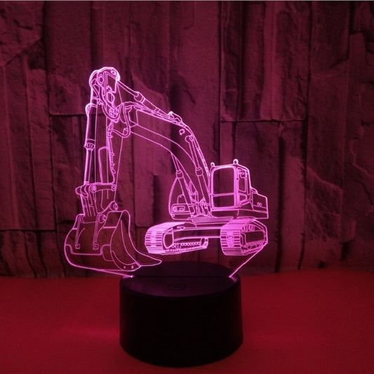 3W Excavator 3D Light Colorful Touch Control Light Creative Small Table Lamp with Black Base, Style:Touch Switch + Remote Control by buy2fix