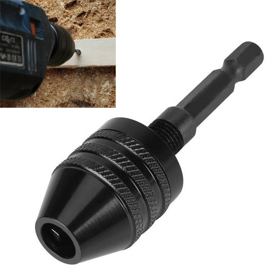 Hex Shank Mini Drill Chuck Conversion Three Jaw Chuck Power Tool, Model:Hex Shank Black Chuck (0.8-8mm)A