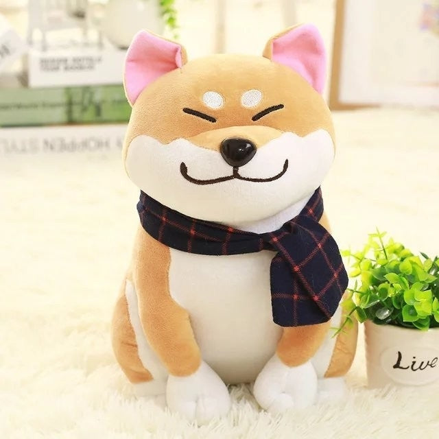 Couple Scarf Shiba Inu Dog Plush Toy, Color: Gray, Size:45cm - Soft Toys by buy2fix | Online Shopping UK | buy2fix