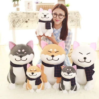 Couple Scarf Shiba Inu Dog Plush Toy, Color: White, Size:45cm - Soft Toys by buy2fix | Online Shopping UK | buy2fix